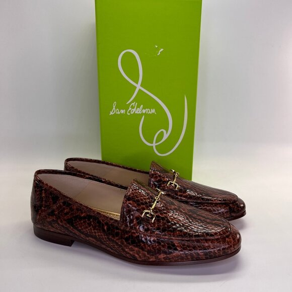 Sam Edelman Loraine Loafer Size 6 M Brown Snake Print Leather Slip-On Shoes - Picture 1 of 15